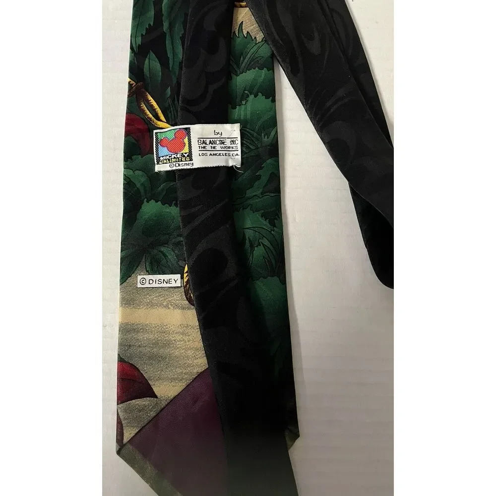 Mickey Unlimited Necktie Mens‎ OS Green Jungle Safari Mickey Mouse Tie